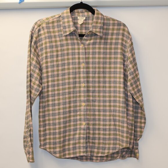 J. Crew Pink and Gray Checkered Shirt Size Small Womens Button Cuffs No Pocket - Picture 2 of 11